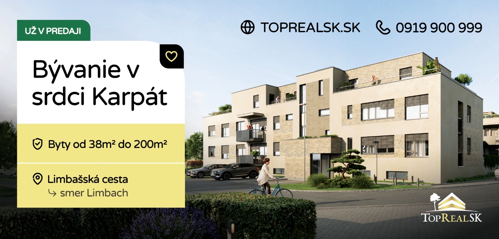 TopRealSK – Predaj atraktívnych 1 izb.bytov v srdci Malých Karpát -Zelené Nivy – Pezinok /Limbašská cesta/